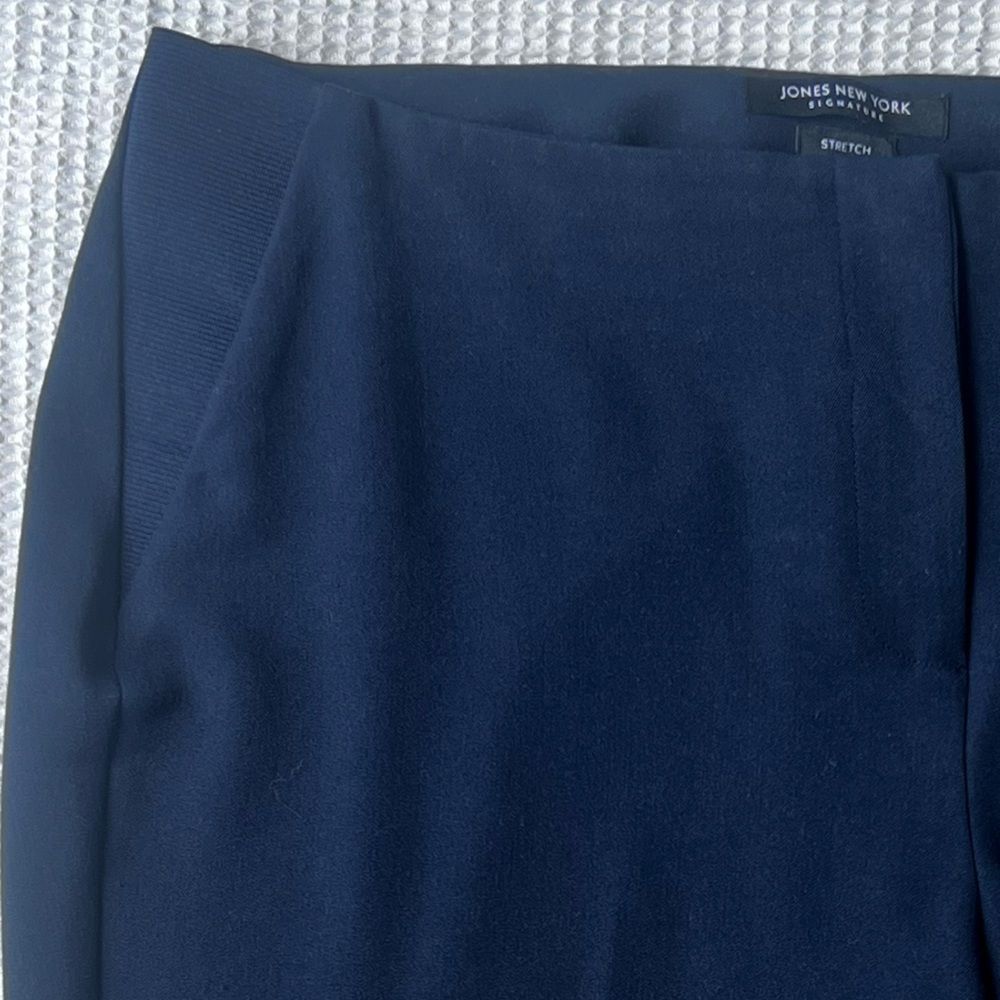 Jones New York Women's Navy Blue Business Casual Side Elastic Waistband Pants 12 - Picture 6 of 11